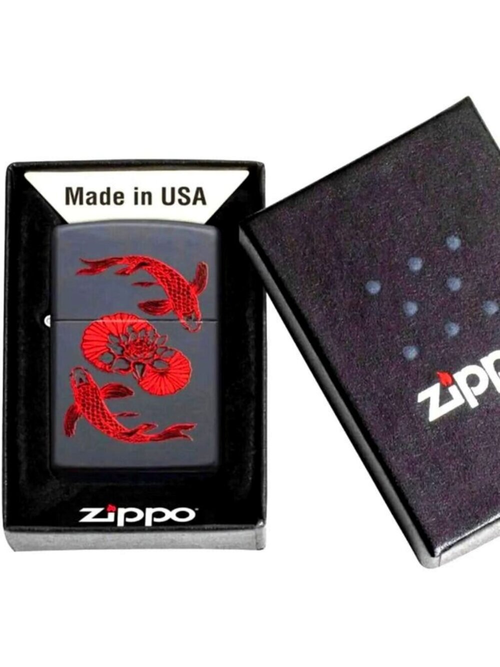 Sharp Black Koi Fish Zippo Lighter